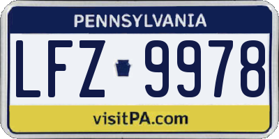 PA license plate LFZ9978