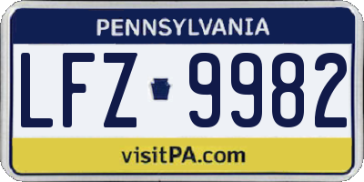 PA license plate LFZ9982