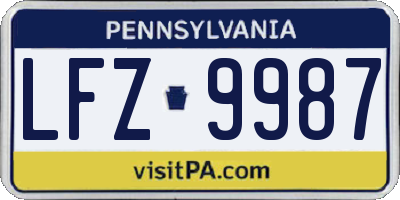 PA license plate LFZ9987
