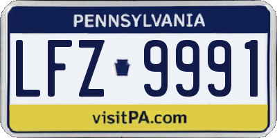 PA license plate LFZ9991