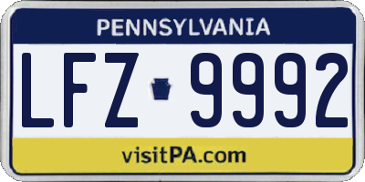 PA license plate LFZ9992