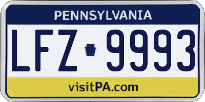 PA license plate LFZ9993