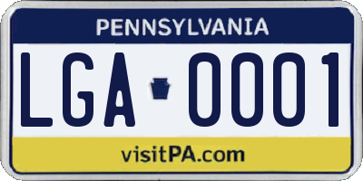 PA license plate LGA0001