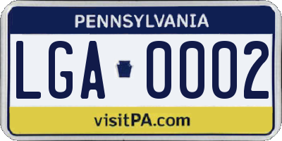 PA license plate LGA0002