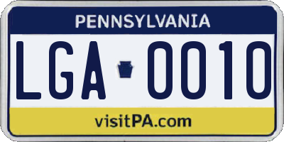 PA license plate LGA0010