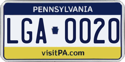 PA license plate LGA0020