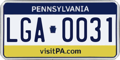 PA license plate LGA0031