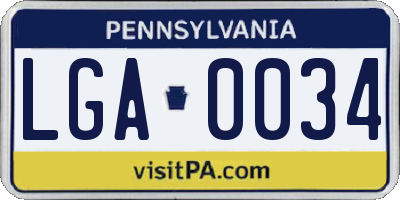 PA license plate LGA0034