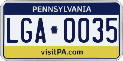 PA license plate LGA0035