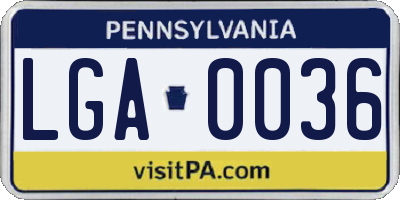 PA license plate LGA0036