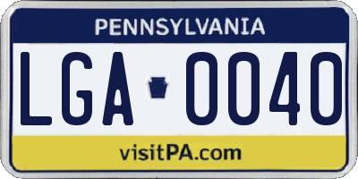 PA license plate LGA0040