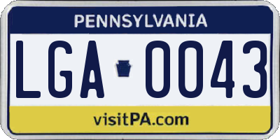 PA license plate LGA0043