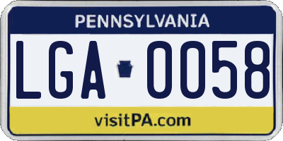PA license plate LGA0058