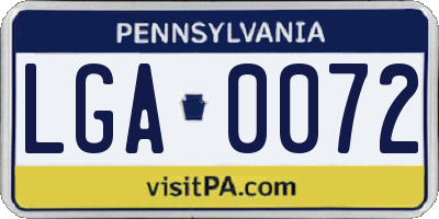 PA license plate LGA0072
