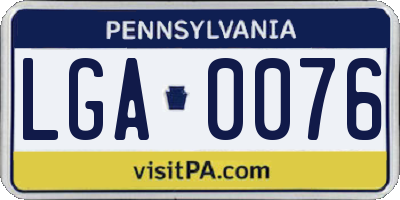 PA license plate LGA0076
