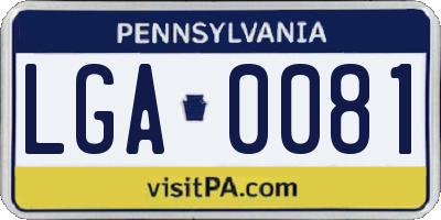 PA license plate LGA0081