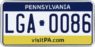 PA license plate LGA0086