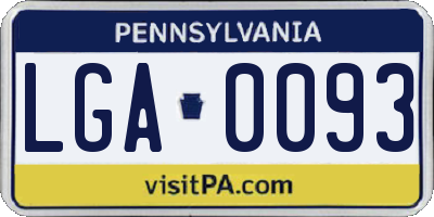 PA license plate LGA0093