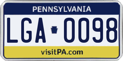 PA license plate LGA0098
