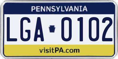 PA license plate LGA0102