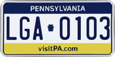 PA license plate LGA0103