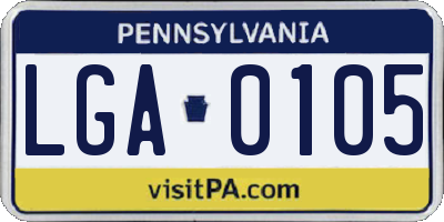 PA license plate LGA0105