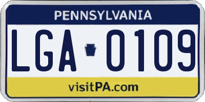 PA license plate LGA0109