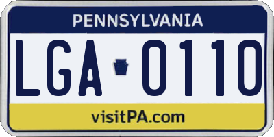 PA license plate LGA0110