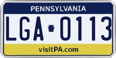 PA license plate LGA0113