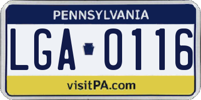 PA license plate LGA0116