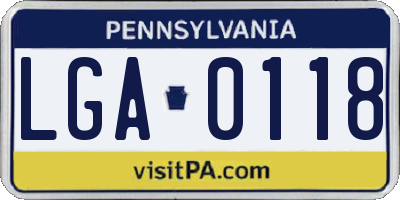 PA license plate LGA0118