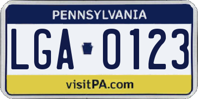 PA license plate LGA0123