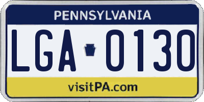 PA license plate LGA0130