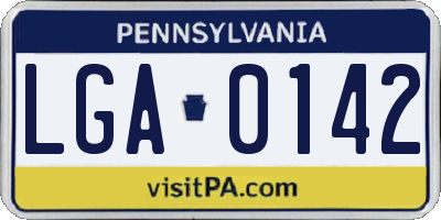 PA license plate LGA0142