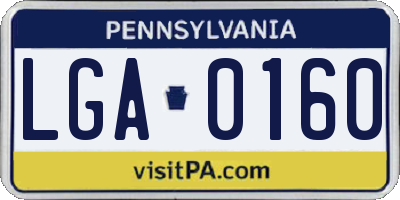 PA license plate LGA0160