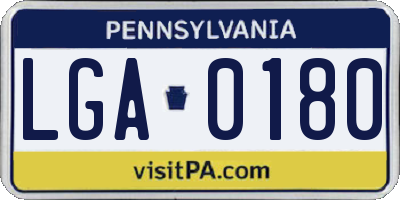 PA license plate LGA0180