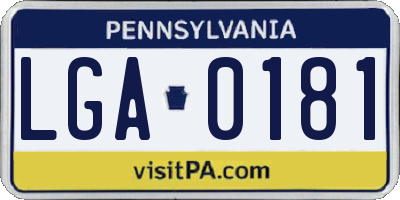 PA license plate LGA0181