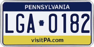 PA license plate LGA0182