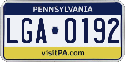 PA license plate LGA0192