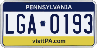 PA license plate LGA0193