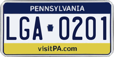 PA license plate LGA0201