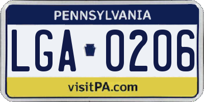 PA license plate LGA0206
