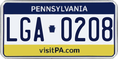 PA license plate LGA0208