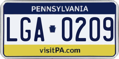PA license plate LGA0209