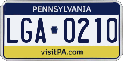 PA license plate LGA0210