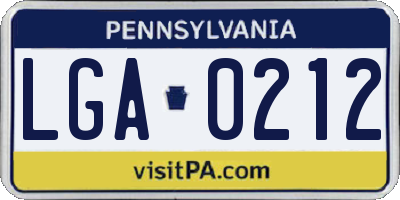 PA license plate LGA0212