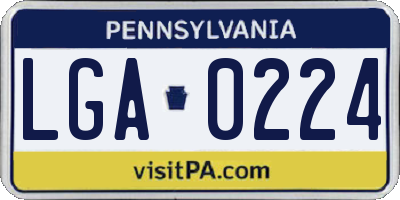 PA license plate LGA0224