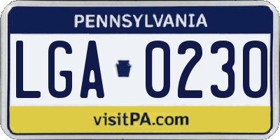 PA license plate LGA0230