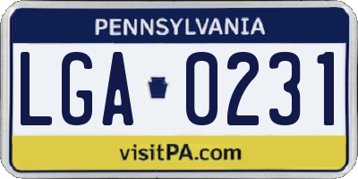 PA license plate LGA0231