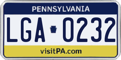 PA license plate LGA0232